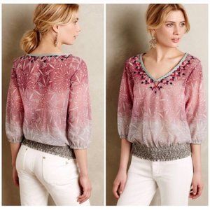 AKEMI + KIM Boho Embroidered Ombre Top Shirt